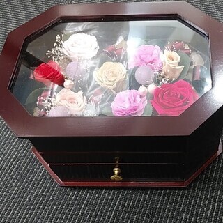 木製オルゴール　花入り　