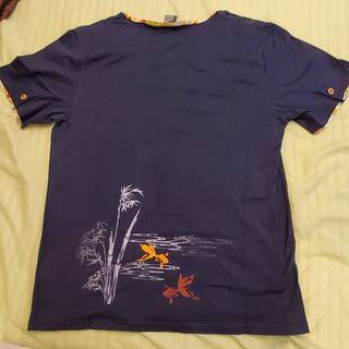 【お値下げ】未使用　水墨画風『波達』Tシャツ【XLサイズ】の画像