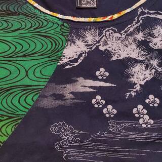 【お値下げ】未使用　水墨画風『波達』Tシャツ【XLサイズ】の画像
