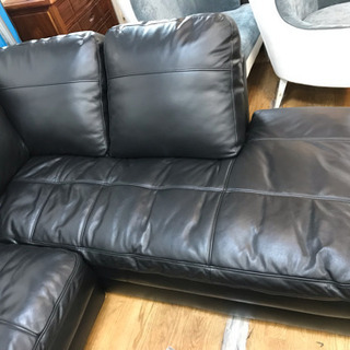 ニトリ カウチコーナーソファ 本革 ブラック 中古