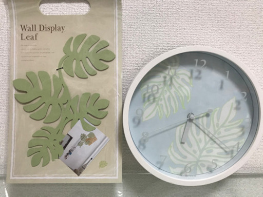 決まりました。【中古】モンステラ壁掛け時計＆ｳｫｰﾙﾃﾞｨｽﾌﾟﾚｲセット