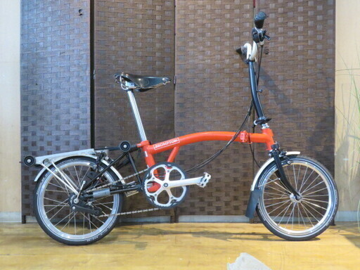 ■BROMPTON M6R 折畳み自転車 ブロンプトン レッド 16インチ 内装3段変速 クロモリ コンパクト タイヤバリ山! 自転車 札幌発