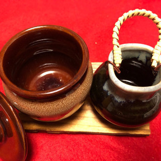 美濃焼　未使用　瓶　楊枝たて　焼杉台　3点セットの画像