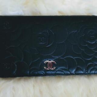シャネル CHANEL カメリア長財布 ラムスキン