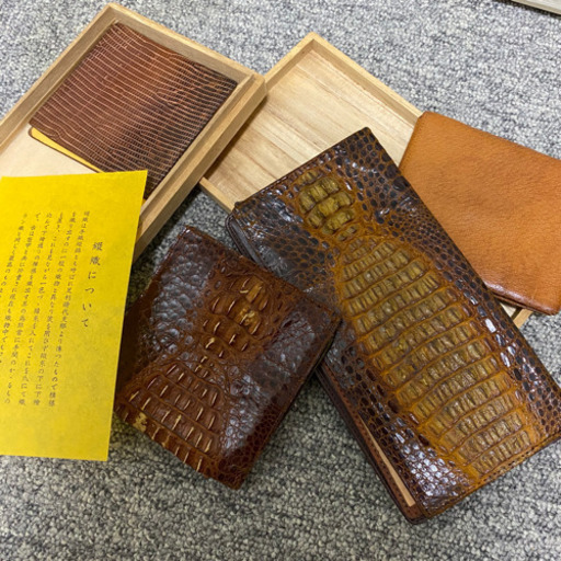 本革 ワニ 革小物 桐箱入りセット