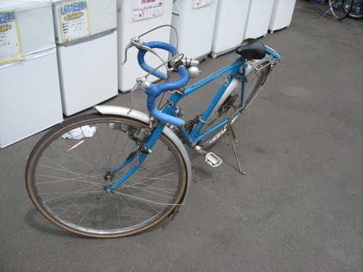 【￥7700-】レトロ ROADMAN 27インチ ドロップハンドル式自転車 ブルー ※ギア変速難有り
