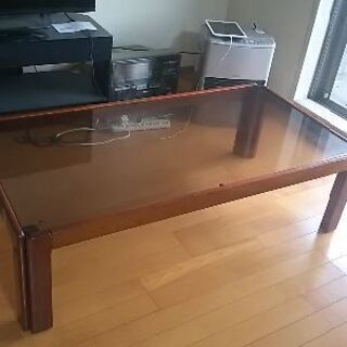 昭和レトロ 東京家具 大きめ贅沢幅広センターテーブル ガラス天板