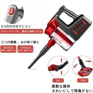 掃除機 コードレス サイクロン式 スティッククリーナー 7000Pa 強力吸引 充電式掃除機 壁掛け充電 簡単収納 5種類ブラシ付 最大40分連続作業 軽量 LEDライト付き　02の画像