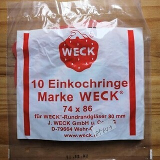 【新品未使用】  WECKゴムパッキンＭサイズ１０枚　３００円