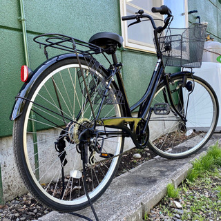 🌈 点検整備OK🌈︎自転車　27インチ　変速6段切替　黒🚚無料配送🚚の画像