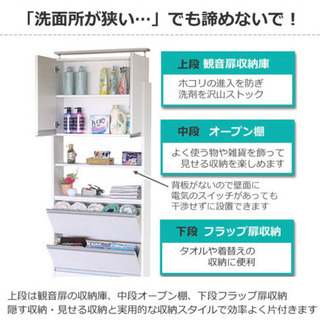 【希望者様と調整中】日本製　薄型サニタリーラック　フラップ式の画像