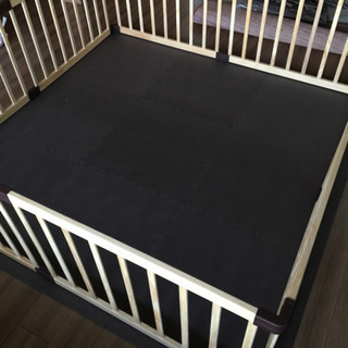 ベビーサークル ナチュラル 箱 説明書あり ウッドプレイペン