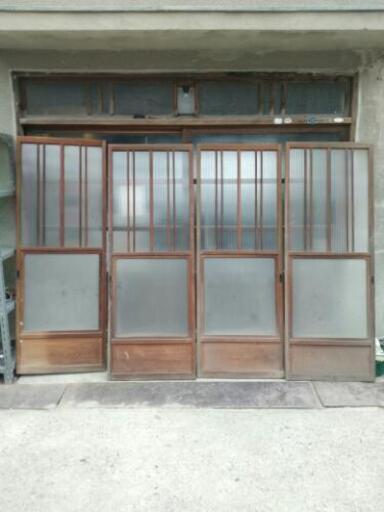 アンティーク 建具 ガラス引き戸 4枚組 古民家再生