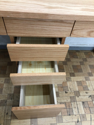 【展示品】ツインデスク（ナチュラル） 2人用学習机 組み換え自由 天然木使用 [幅160] ?自社配送時?代引き可?※現金、クレジット