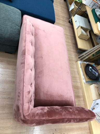 ?価格見直し?【展示品?美品】2人掛けソファ カウチソファ ベルベット 天然木?自社配送時?代引き可?※現金、クレジット、スマホ決済対