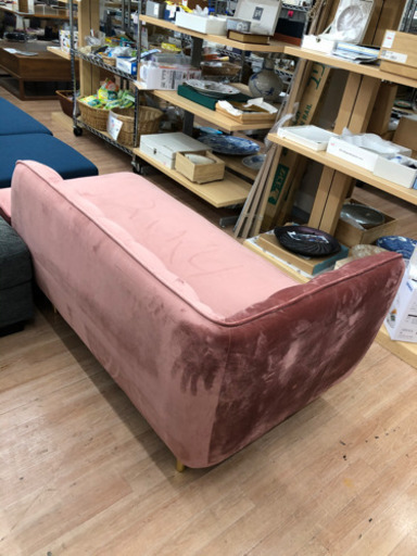 ?価格見直し?【展示品?美品】2人掛けソファ カウチソファ ベルベット 天然木?自社配送時?代引き可?※現金、クレジット、スマホ決済対