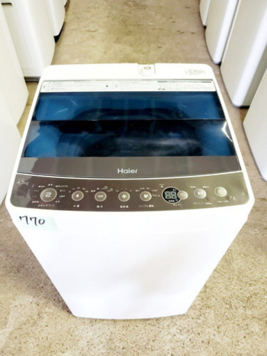 高年式‼️770番 Haier ✨全自動電気洗濯機✨JW-C45A‼️ Haier（ハイアール） 買い替え応援セール 中古 洗濯機 一人暮らし 4.5 