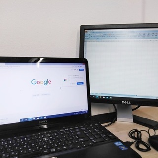 ■名古屋近郊無料持参！１週間保証！【美品！SONY VAIOノートパソコン(快速インテルCorei3& 4Gメモリ)】■マルチモニター構成(2画面)にしてありますので、とにかく見やすくて、PC作業効率も格段に早いですヨ！　★初心者安心、インターネットもExcel ・Wordもバッチリ使えます！ 　の画像