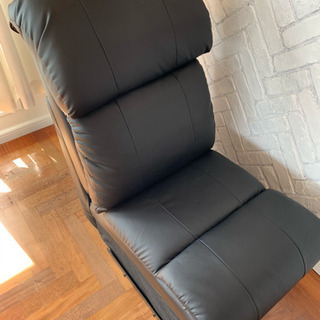 ★レザーリクライニングチェア フットレスト一体型★3人がけ★映画★ホームシアター★Black leather reclining chairsの画像