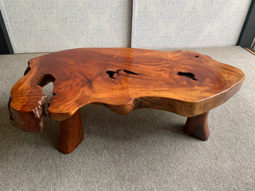 【美品】ミニ和モダン一枚板テーブル