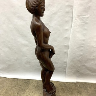 購入3万円！アジアン 木彫り 女性像 一刀彫 欅 黒檀 紫檀 無垢材 唐木 木製 高さ117㎝ 重量17㎏ インテリア オブジェ 彫刻 美術品 アート Bの画像