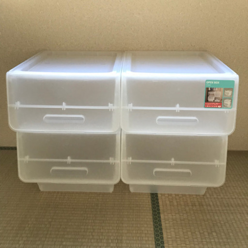 美品 山善 オープンボックス 4個セット クリアケース