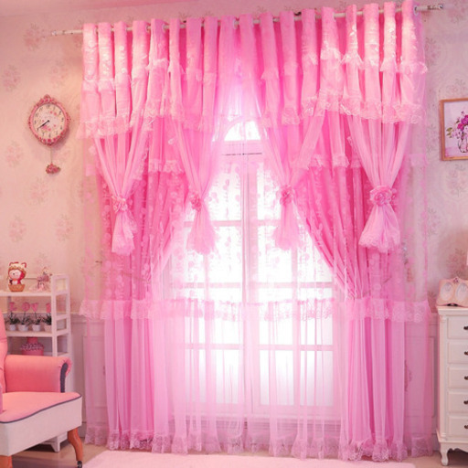 お嬢様カーテン　夢カーテン　完全遮光カーテン　レースカーテン　超可愛いカーテン