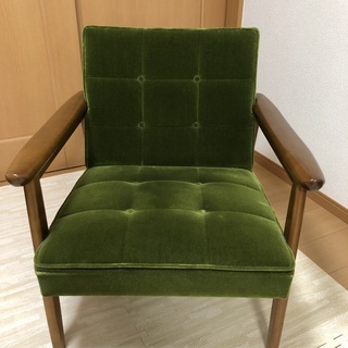 【中古】カリモク60 イス椅子　Kチェア1シーター モケットグリーン