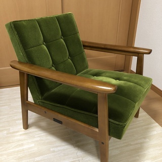 【中古】カリモク60 イス椅子　Kチェア1シーター モケットグリーン