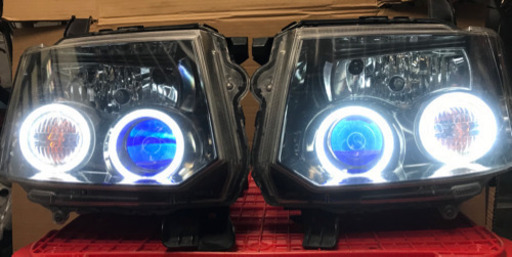 H82 EKスポーツ　EKワゴン　ヘッドライト　イカリング　美品