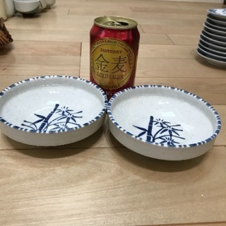 92、昭和レトロな小皿（竹の絵）2枚の画像