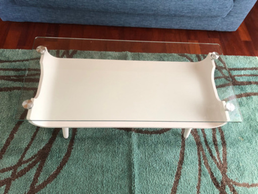 極美品！ホワイトガラステーブル