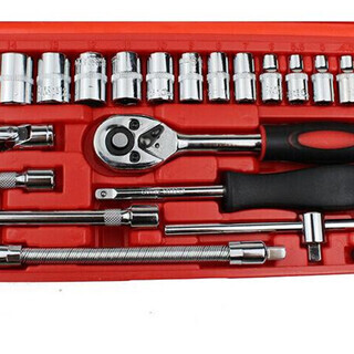 【新品・未使用】ソケットレンチセット 46点セット　修理工具セット　ツールセット 差込角6.3(1/4インチ)の画像