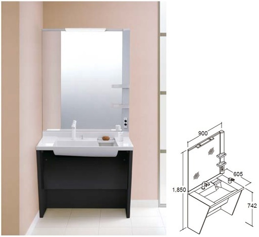 ※値下げ※【アウトレット】 LIXIL 車椅子対応洗面化粧台 ドゥケア・カウンター 間口900mm