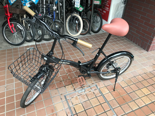 ★美品★20インチ　外装6段変速　かご付き　ブラック