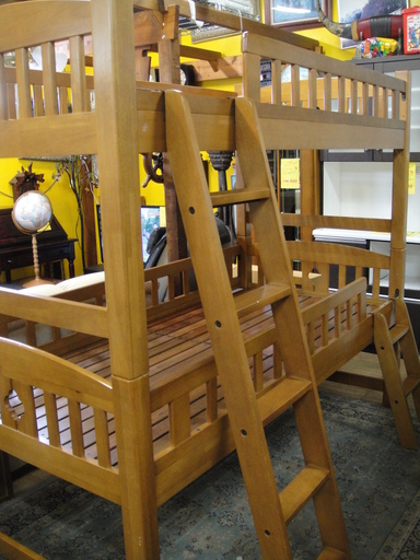 ２段ベッド　スノコ床板　二段ベッド　組み立て式　はしご付