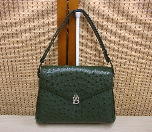 オーストリッチ ハンドバッグ ダークグリーン JRAタグ付き 南12条店