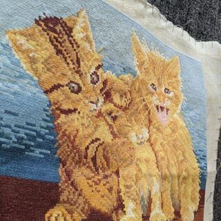 ヨーロッパ式刺繍絵タペストリー: Three Kittens