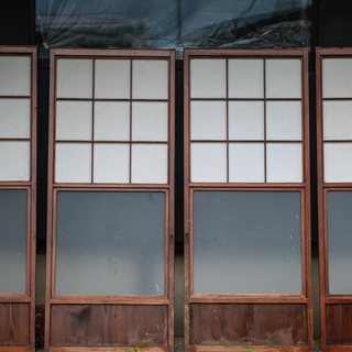 レトロ 木製 引き戸 障子戸 建具 4枚