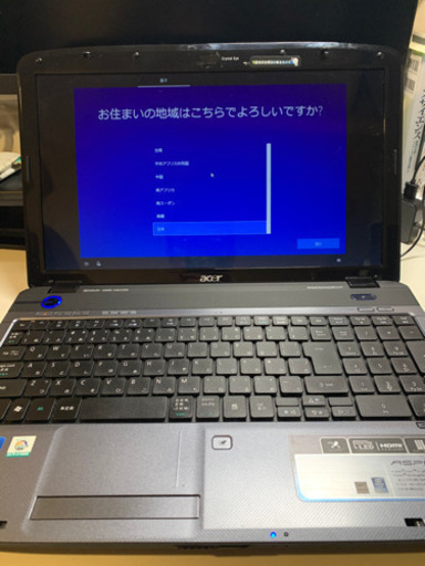 ノートパソコン　acre ASPIRE15インチ　core i5 4GBメモリ、500GB HDD