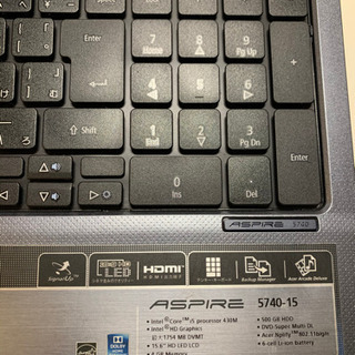 ノートパソコン　acre ASPIRE15インチ　core i5 4GBメモリ、500GB HDDの画像
