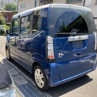 平成25年式 ホンダ N-BOX+ G ターボパッケージ ブルーツートン JF1 修復歴なし ステアリングリモコン付ナビTV/両側パワースライドドア/ETCの画像
