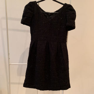 冬用ブラック ミニワンピース ドレスの画像