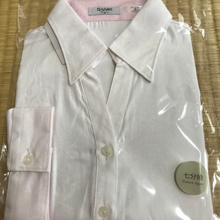 終了★七分袖開襟シャツ☆チェスピンクMサイズ