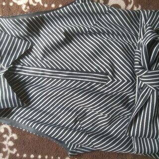 新品 未着用　ストライプ　ロングワンピース　ウエストリボン付き　...