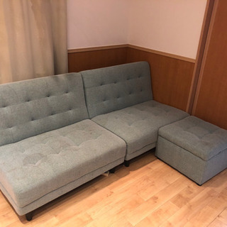 ベットにもなるソファー オットマン付