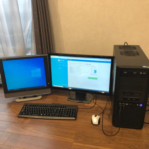 Windows10ディスクトップPC＋モニター2台