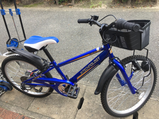 極美品 21テクノロジー 22インチ 子供用自転車 マウンテンバイク 青