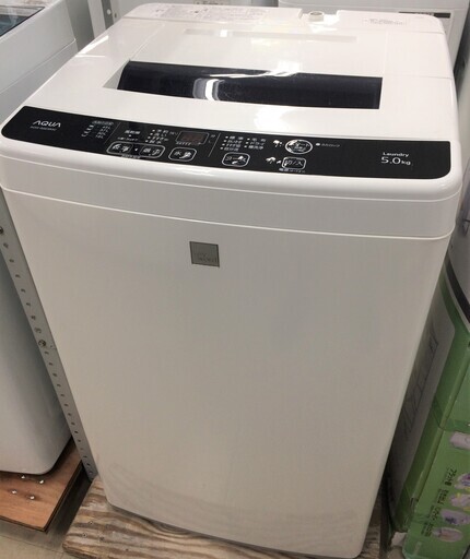J331 AQUA アクア 全自動洗濯機 ホワイト AQW-S5E3 5.0kg 2016年製 クリーニング 動作確認済み