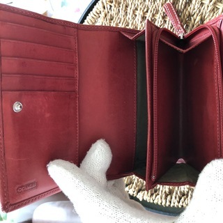 coach コーチ 折財布 赤の画像